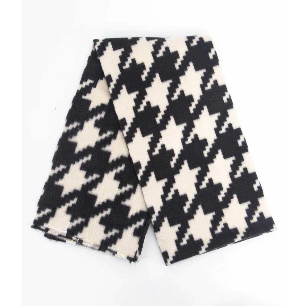 Melanie Cream Houndstooth Scarf