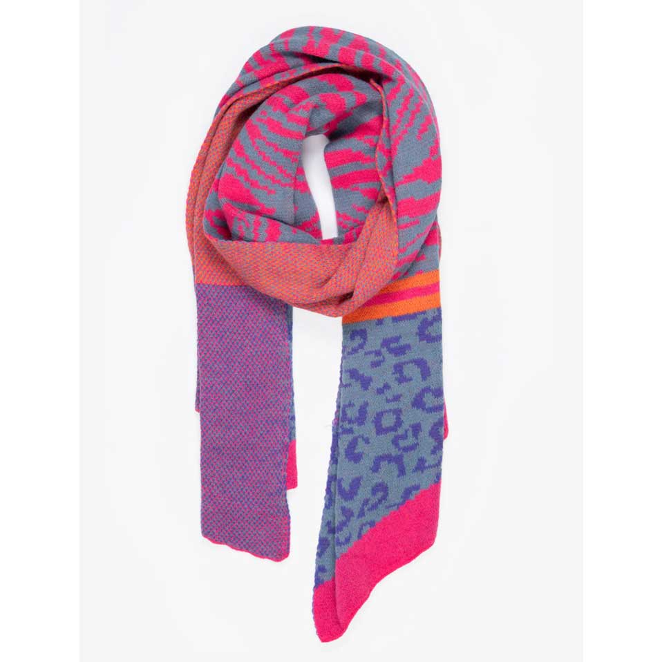 Mara Blue & Pink Leopard scarf