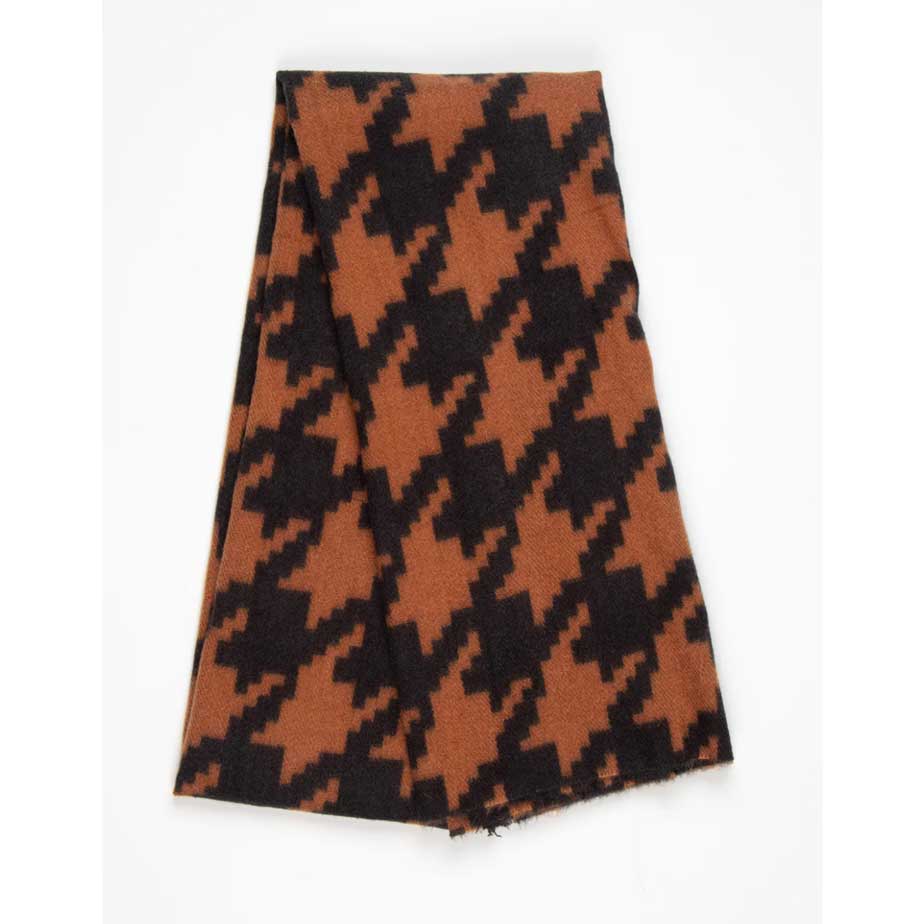 Melanie Rust Houndstooth Scarf