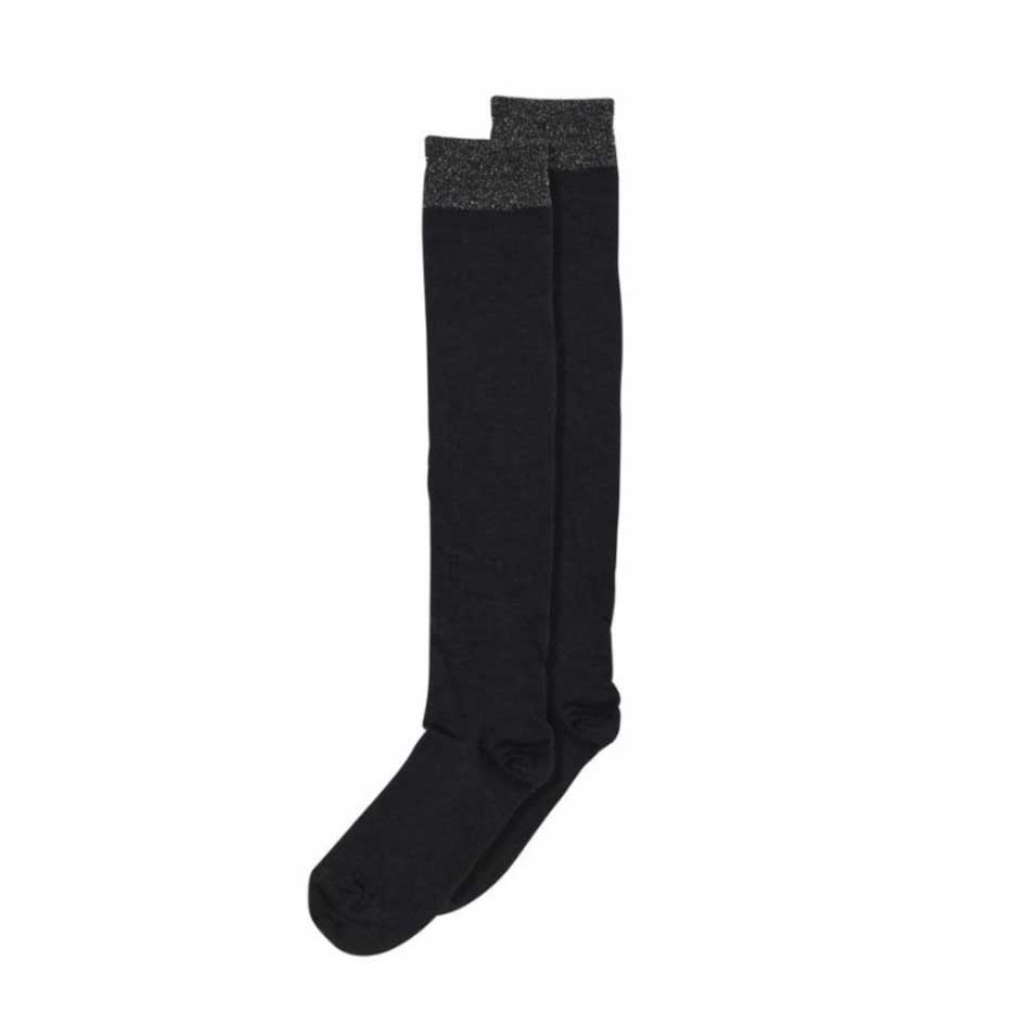 Mp Copenhagen Wool & Silk Glitter Top Black Long Socks